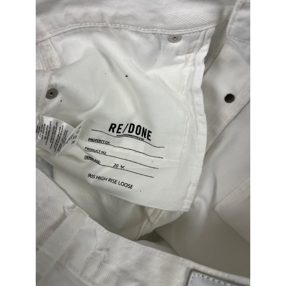RE/Done Jeans Womens 30 White 90s High Rise Loose Fit Button Fly‎ Distressed - Picture 10 of 12
